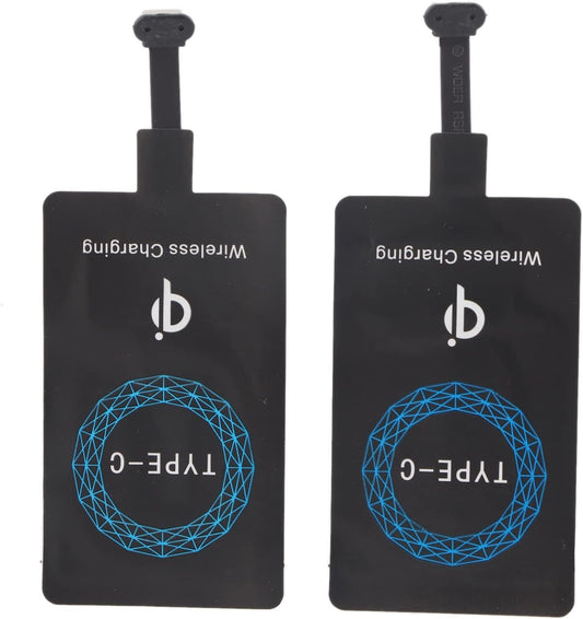 Bewinner 2Pcs USB C Wireless Charging Receiver, Fast Charging Slim Type C Qi Wireless Receiver Chip for USB C Phones, Wireless Charging Module with Self Adhesive Silicone