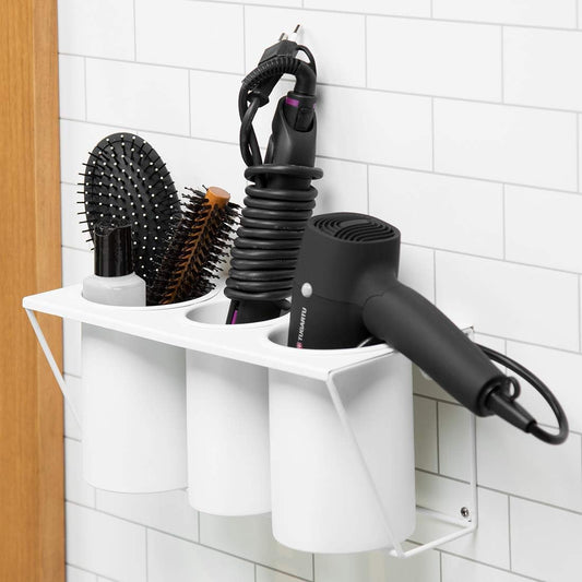 JackCubeDesign Hair Dryer Holder Hair Styling Product Care Tool Organizer Bath Supplies Accessories Tray Stand Storage Bathroom Steel Hair Dryer Holder(White) MK470A