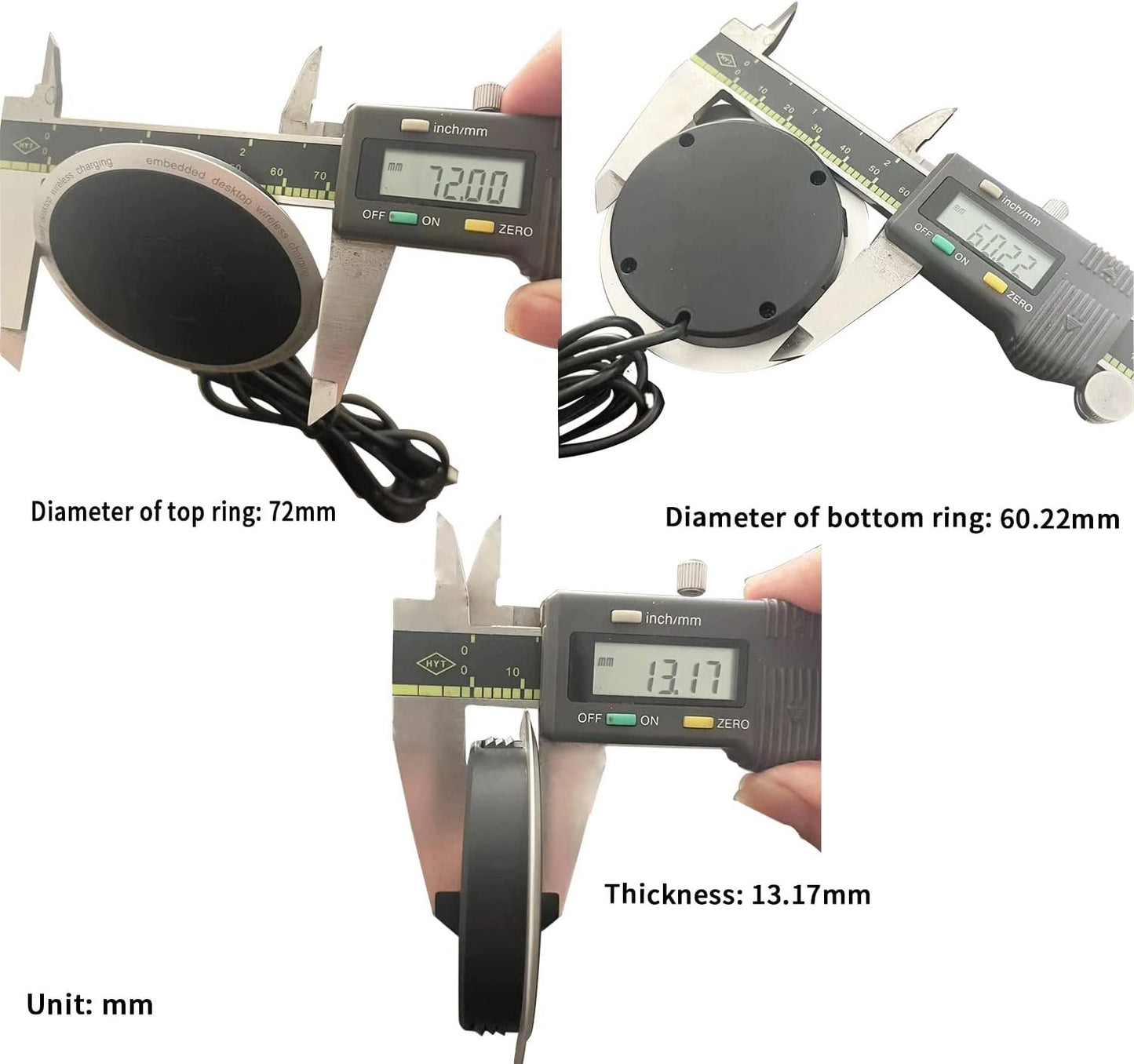 Embedded Desktop Wireless Charger - QI Standard Fast Charging Station 5W/7.5W/10W/15W, Invisible Wireless Charger Compatible with iPhone 12, 11, XS