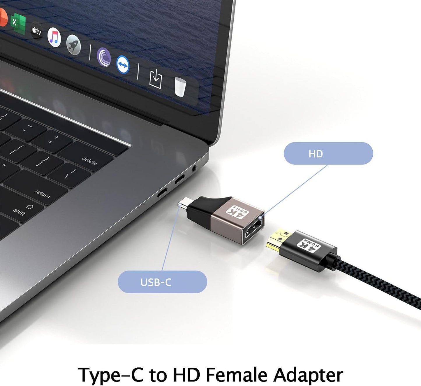 Argzm Highly Speed USB C HDTV Cable Adapter USB C to HDTV Female Connectors 4K@60Hz Streaming Adapter for Smartphones Laptops
