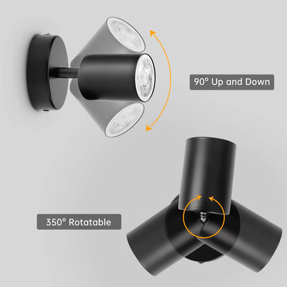 TaFiCo GU10 Ceiling Spotlight LED 2 x 1 Bulb - Ceiling Light Spotlight Black Swivelling - Wall Spot Indoor for Kitchen Living Room Bedroom Hallway (Bulb Not Included)