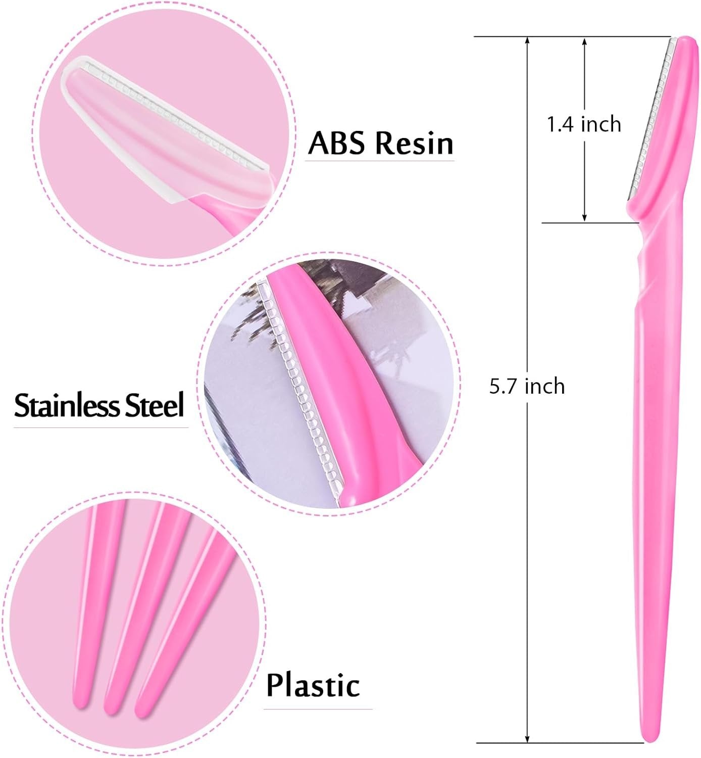 12 Pcs Eyebrow Razors, Face Razors Multipurpose, Exfoliating Dermaplaning Tools, Eyebrow Trimmers Shaver with Safety Cover, Facial Hair Removal for Women Men Body Use (Pink)