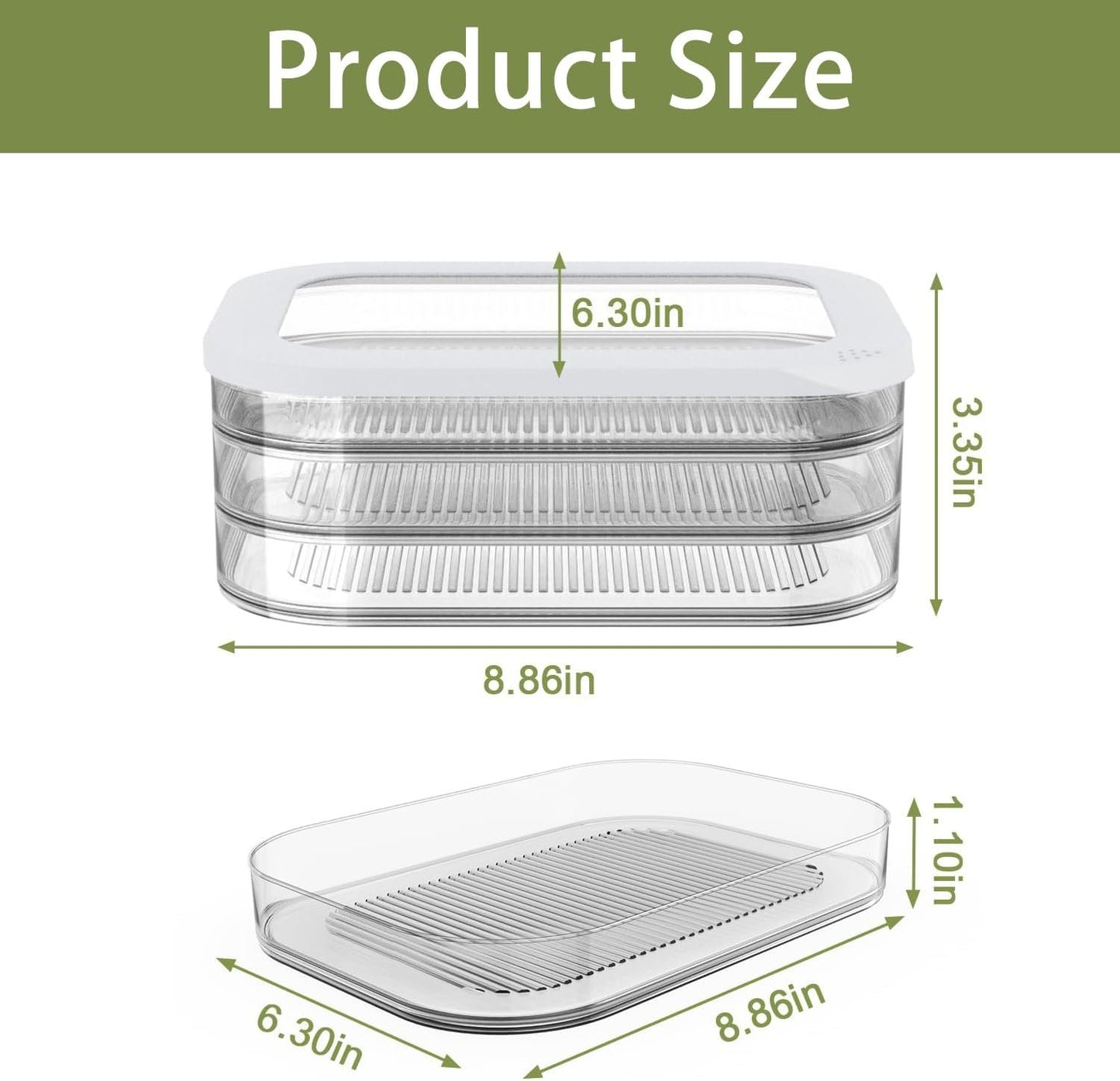 3 Layer Deli Meat Container for Fridge, Airtight Food Storage Containers 3-Piece Set, Stackable Containers for Meat, Deli & Leftovers, Leakproof Freezer, Dishwasher Safe