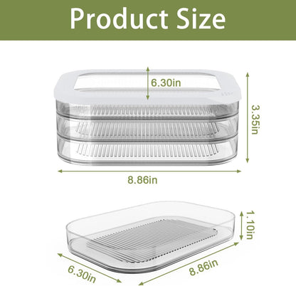3 Layer Deli Meat Container for Fridge, Airtight Food Storage Containers 3-Piece Set, Stackable Containers for Meat, Deli & Leftovers, Leakproof Freezer, Dishwasher Safe