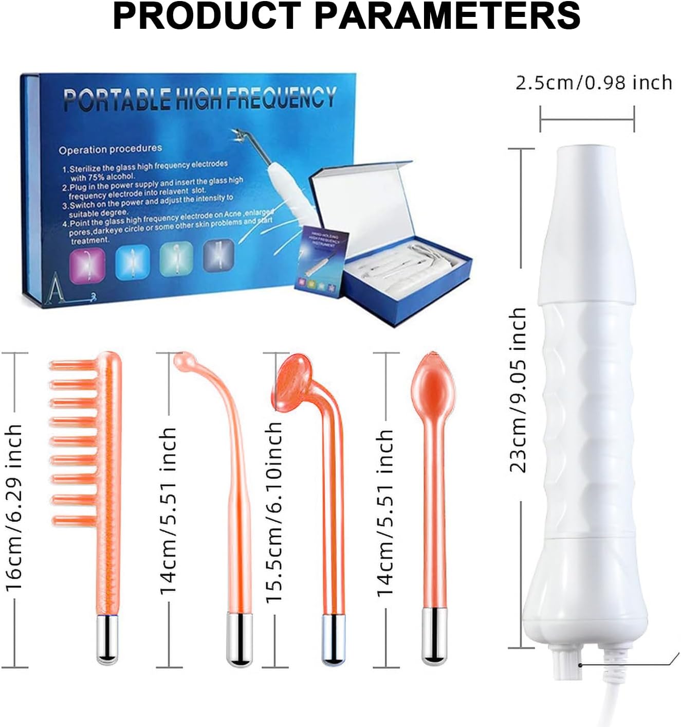 High Frequency Facial Wand, Portable High Frequency Facial Skin Machine, With 4 Different Tubes. Face Skin Therapy Wand, For Wrinkles, Skin Tightening, Dark Circles Under The Eyes (Orange)