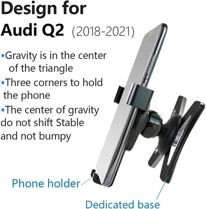 LUNQIN Car Phone Holder for Audi Q2 2018-2024 Car Accessories Navigation Bracket Interior Decoration Mobile Phone Holder