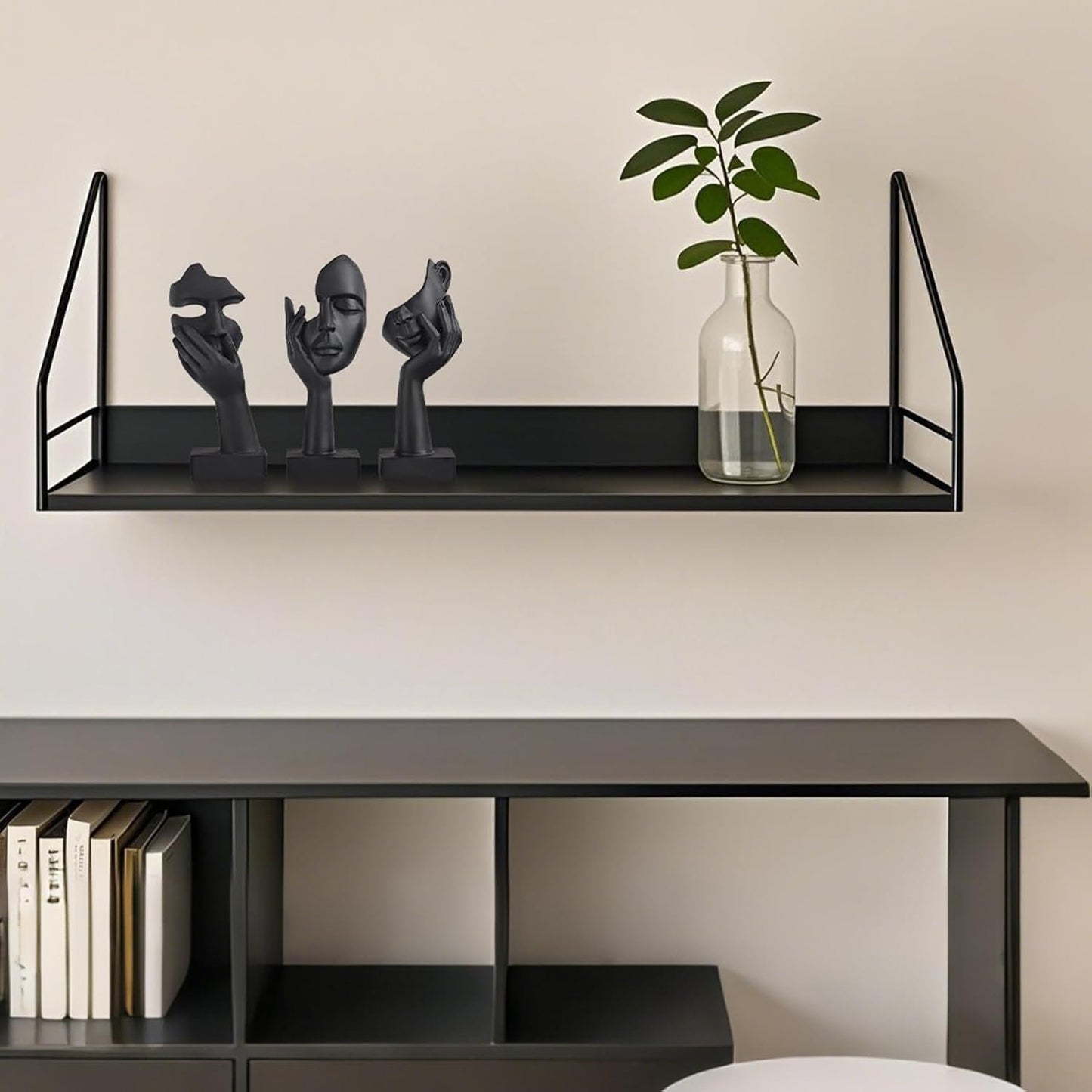 Black Home Decor Accent Art Woman Face Statue Collectible Statue for Modern Home Living Room Bookshelf Black Desk Decor 3 Pieces Set
