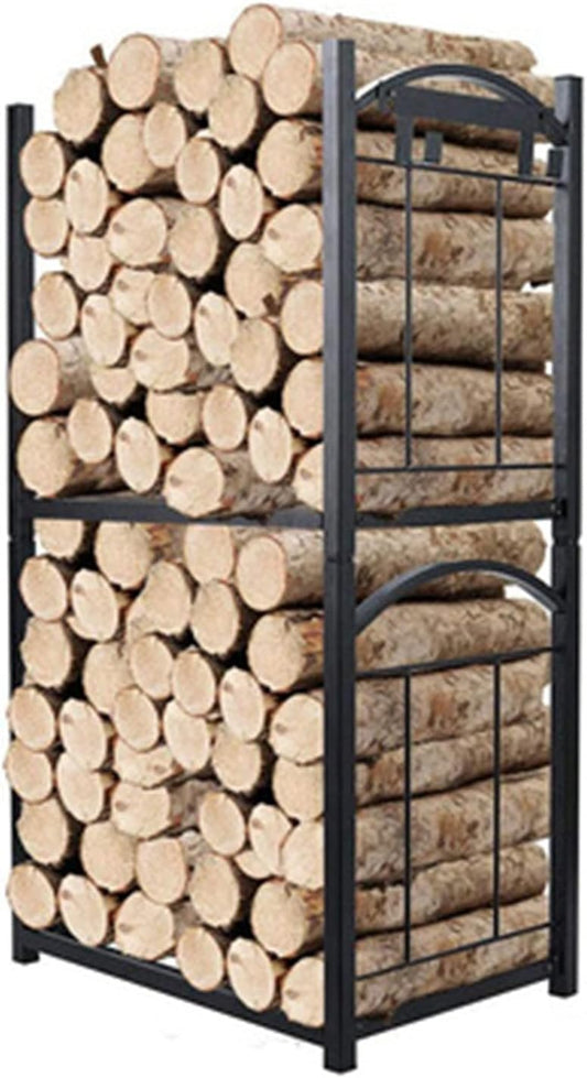 Fireplace Log Rack Fireplace Log Rack Indoor Fireside Companion Set Outdoor Log Holder for Wood Burner Wrought Iron Log Storage Tool Set Wood Stove Fireplace Accessories (Black 85x32x46cm)