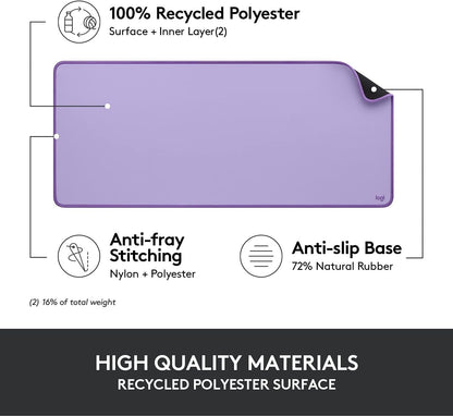 Logitech Desk Mat - Studio Series, Multifunctional Large Desk Pad, Extended Mouse Mat, Office Desk Protector with Anti-Slip Base, Spill-Resistant Durable Design, in Lavender