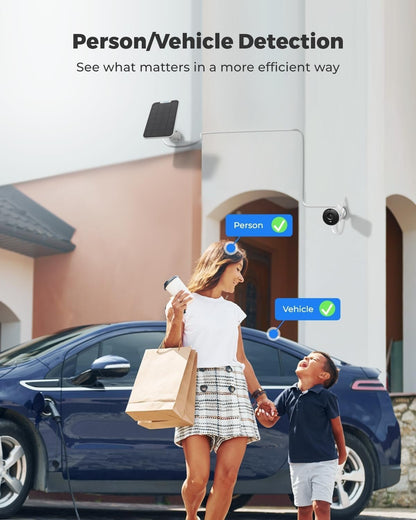 REOLINK 2K 3MP Solar Security Camera, Wireless Home Security Camera Outdoor Indoor, Night Vision, Human/Car Detection, 2.4G WiFi, Local Storage, No Monthly Fee, Support Home Hub, Argus Eco+Solar Panel