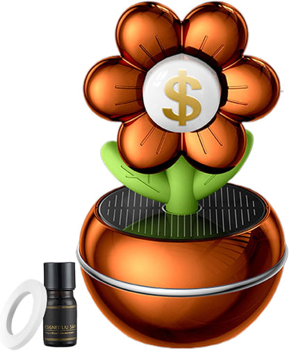 Car Solar Air Freshener, Solar Powered Rotating Car Fragrance Diffuser, Flower Design 360 Degree Rotation Aromatherapy Air Purifier, Ideal for Adults Vehicle Interior
