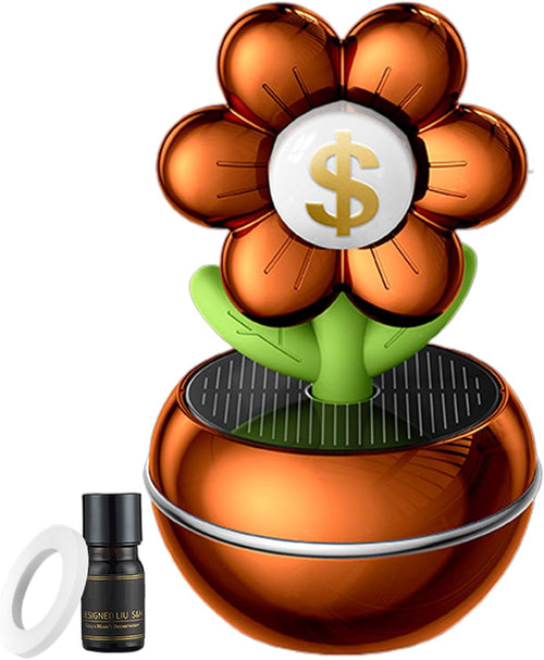Car Solar Air Freshener, Solar Powered Rotating Car Fragrance Diffuser, Flower Design 360 Degree Rotation Aromatherapy Air Purifier, Ideal for Adults Vehicle Interior
