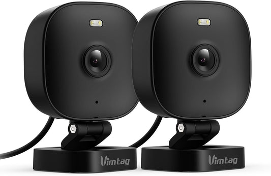 VIMTAG 5G 2.4G Security Camera Outdoor Indoor, 2.5K WiFi Camera for All House Security, IP65, Color Night Vision with AI Human Detection, Cloud/SD Card Storage, Support Alexa, Plug-in, Black,2 Pack