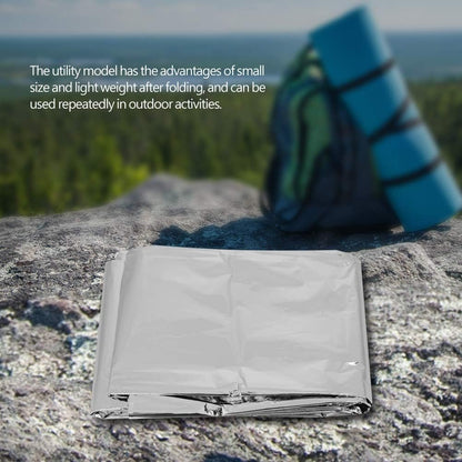 Outdoor Emergency Shelter Blanket Reflective Camping Hiking Survival Portable Tent Waterproof Windproof Lightweight Compact Design for Outdoor Enthusiasts Silver 96.46 x 57.09