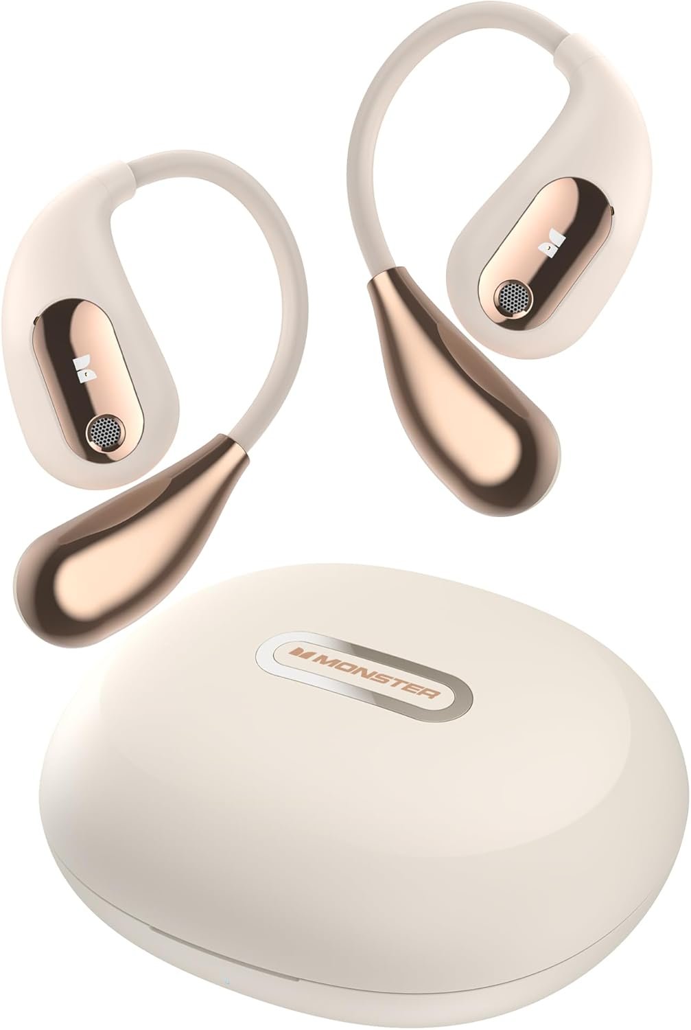 Monster Open Ear AC210 Ear Buds, Bluetooth 5.4 Earphones Stereo Sound, Wireless Headphones 30 Hours Playback, Type-C Charging, HD Clear Calls, Touch Control, IPX5 Waterproof Open Ear Earbuds,White