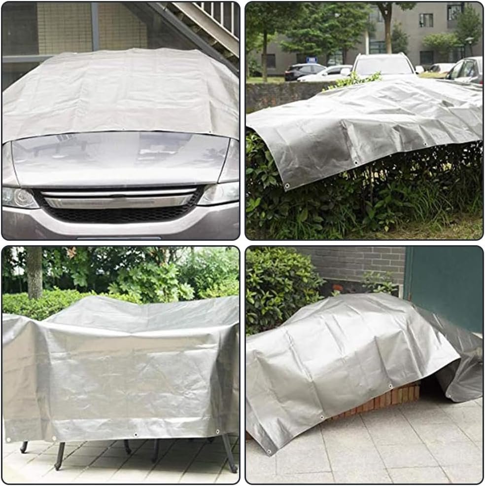 Multipurpose Camp Tarp, Portable Camping Mat, Lightweight Picnic Blanket with Stakes, Double-Sided Waterproof Coating, for Outdoor Picnics (240 X 290cm)