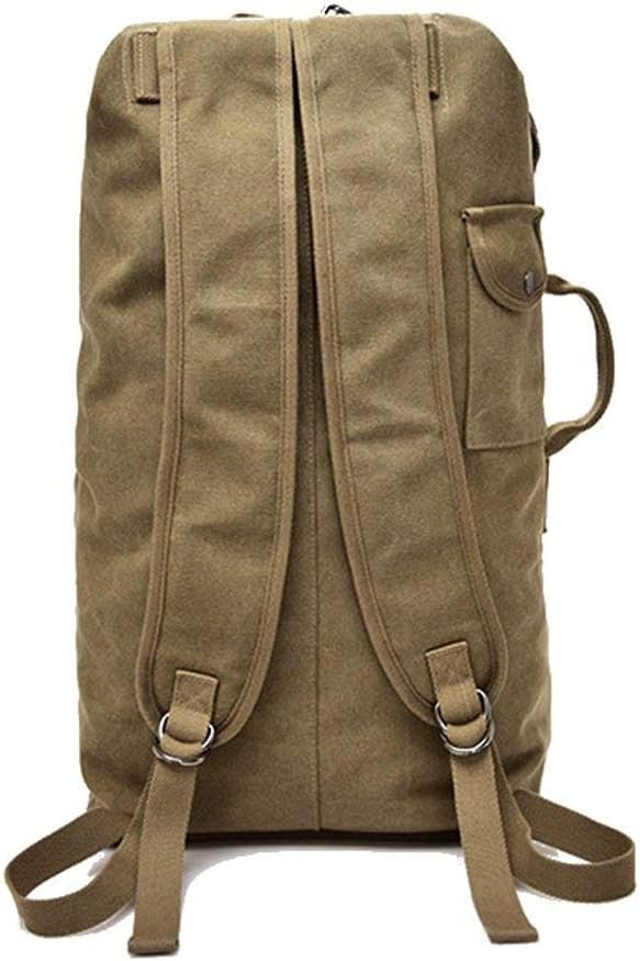 Canvas Backpack, Outdoor Large Capacity Travel Backpack, Hiking Camping Backpack, Tactical Military Bucket Bag（Black）