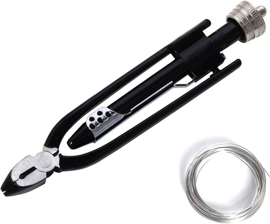 Safety Wire Pliers, Wire Twisting Tool Lock Wire Pliers with 25' Stainless Steel Wire, Heavy Duty Wire Twisting Tool for Aircraft Machinery Vehicles (9 Inch)