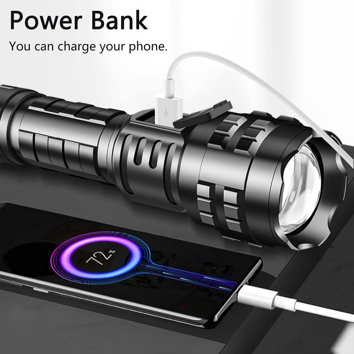 Super Bright Flashlight High Lumens Rechargeable, 100000 Lumen Xhp70.2 Powered Led Flashlights Brightest Flash Light, AHHZDZQ Powerful Handheld Tactical Flashlights for Camping, Emergency