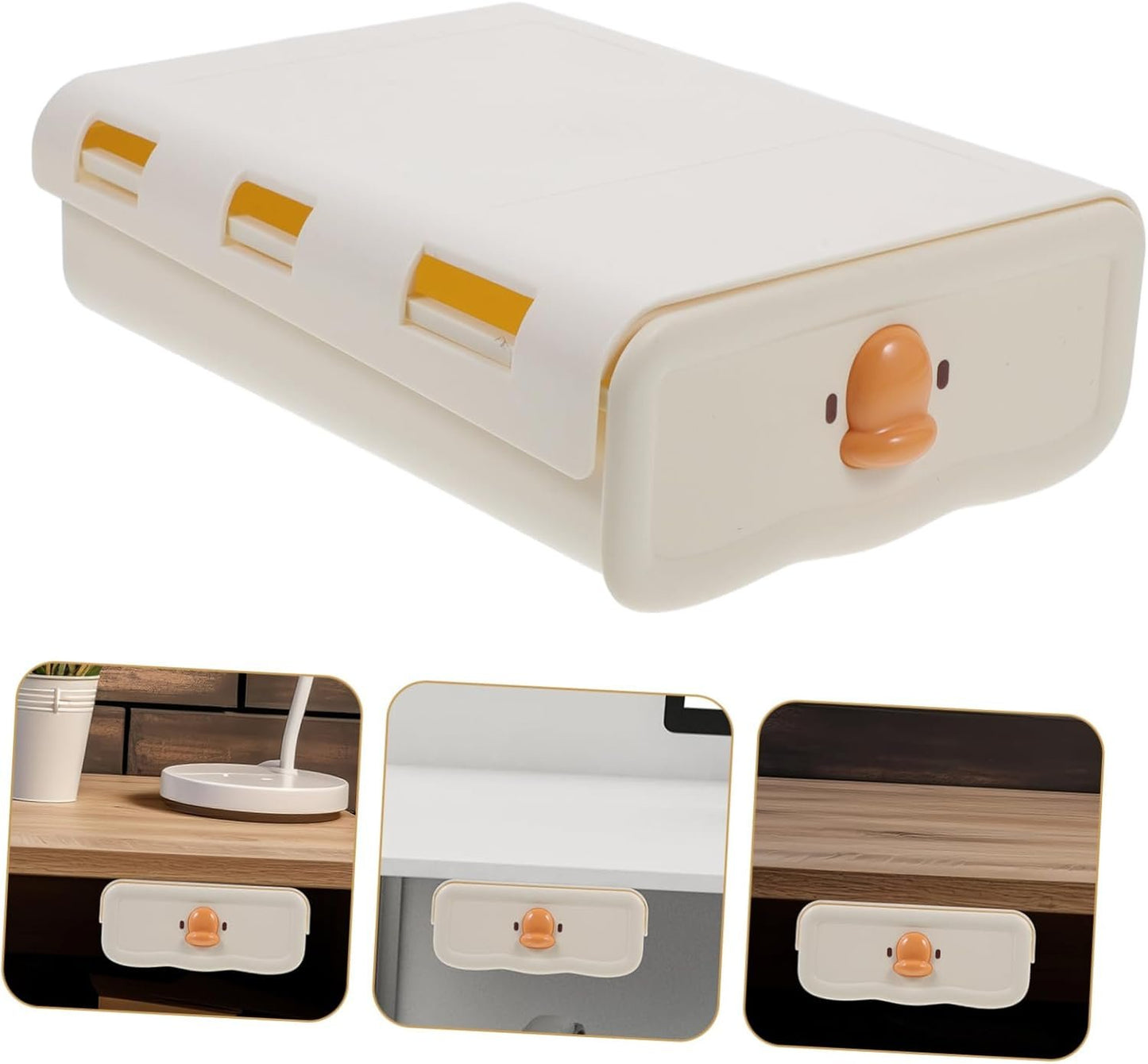 DOITOOL Under Desk Pull Out Drawer Organizer Multi Functional Storage Box for Office Supplies Fun Cartoon Design for Efficient Workspace Organization for Personal Items and Stationery