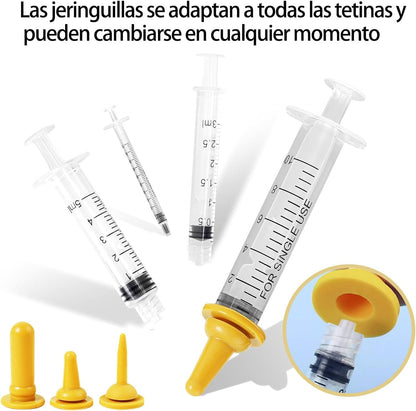 Sobirdos Pet Nursing Bottle,Puppy Bottles for Nursing,Miracle Nipple,Kitten Nursing Bottle,Mini Pet Feeding Bottle and Syringes with Nipples for Newborn Rabbits, for Feeding Small Animals(5pcs)