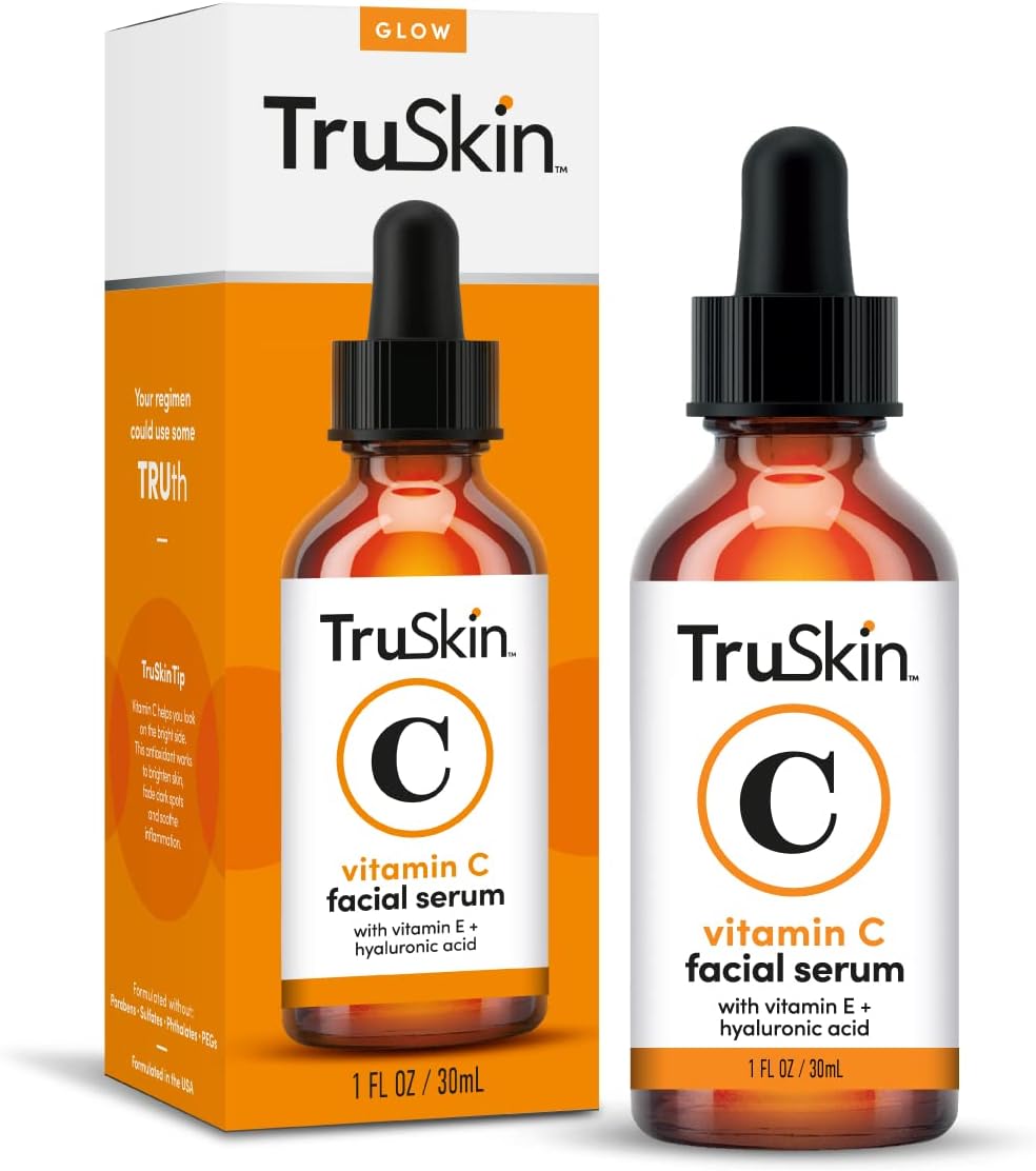 TruSkin Vitamin C Serum – Anti Aging Vitamin C Face Serum with Hyaluronic Acid, Vitamin E, Aloe – Brightening Serum for Dark Spots, Even Skin Tone, Eye Area, Fine Lines & Wrinkles, 1 Fl Oz