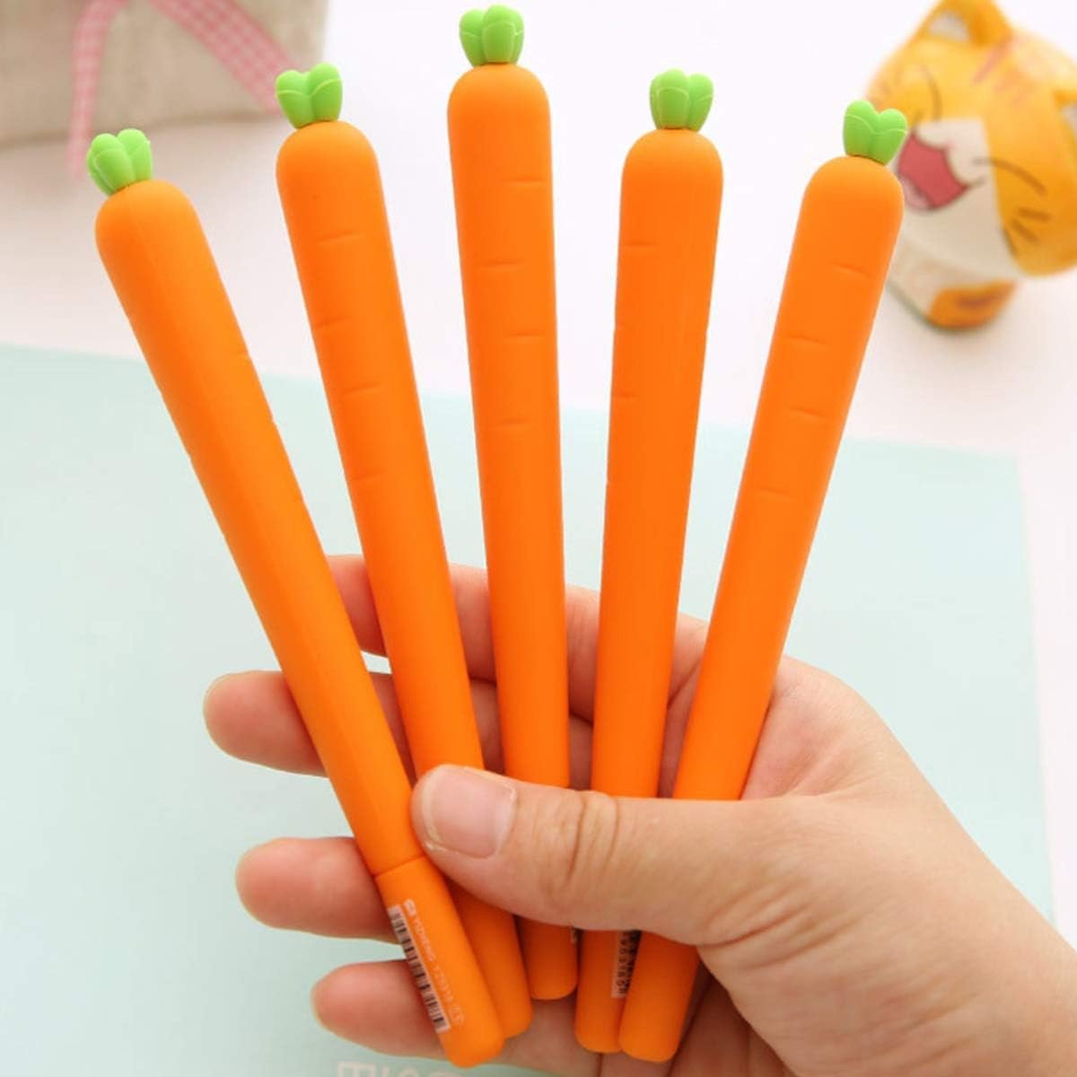 Halloluck 24 Pcs Carrot Gel Ink Pen Cute Silicone Roller Ball Pen for Office School Supplies, Kids Drawing Pen Gifts for School Student Office Kids Play Study Stationery Supplies