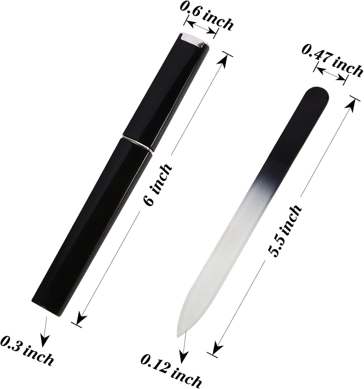 3 Pack Crystal Glass Fingernail File with Case for Natural Nail Professional Czech Glass File Double-Sided Etched Gentle Nail Care Stocking Stuffers for Women or Adults, Unique Gifts