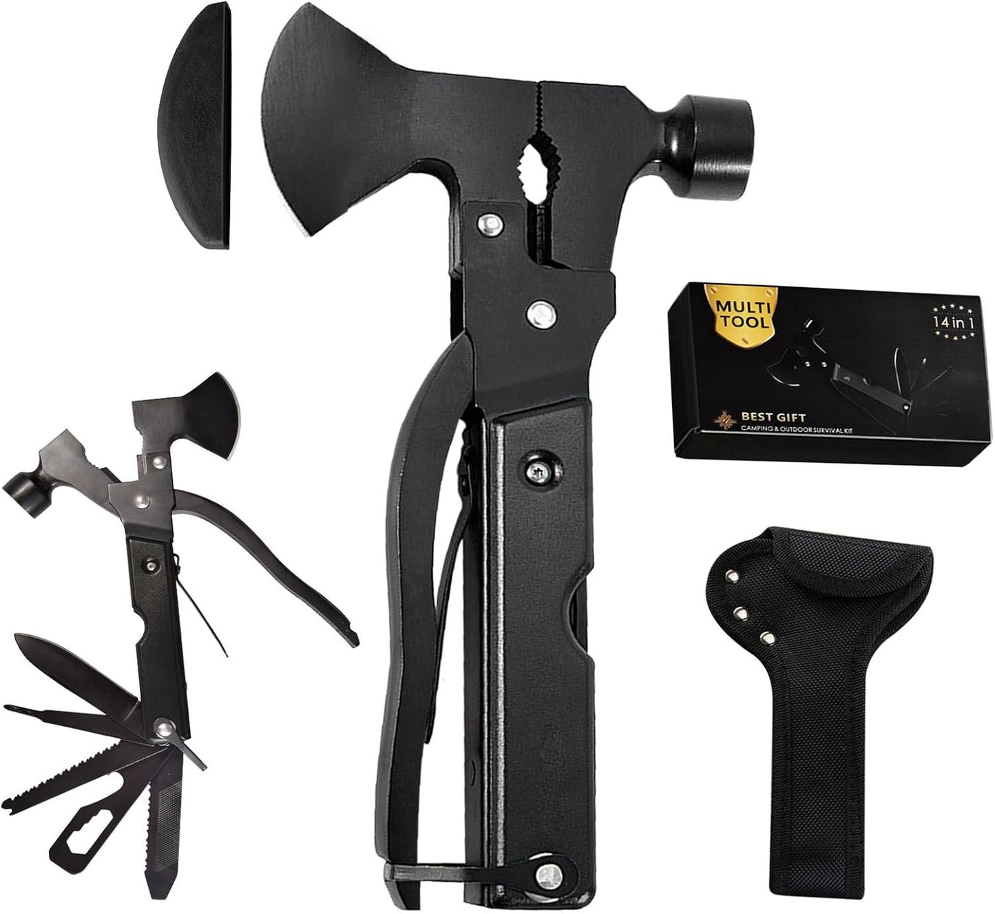 Fathers Day Gift Ideas Dad Gifts for Dad from Daughter Son Kids Wife Birthday Gifts for Men Him Husband 14-in-1 Multitool Camping Hatchet Christmas Stocking Stuffers Cadeau Homme Pour Papa