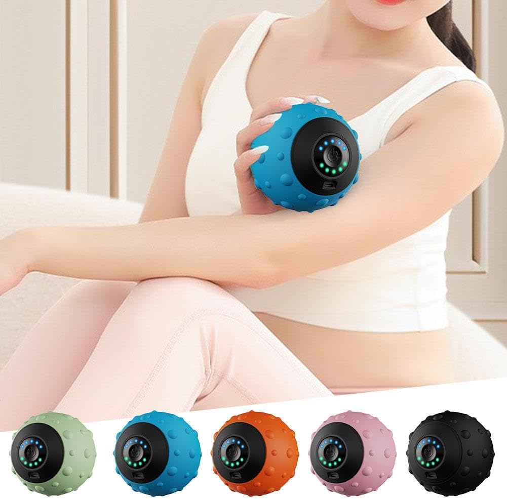 Vibrating Ball Massager, Electric Fascia Ball Muscle Relaxation Massager Fitness Yoga Exercise Recovery Vibration Handball, Mobility Ball for Workout Recovery, Pain Relief (Black)