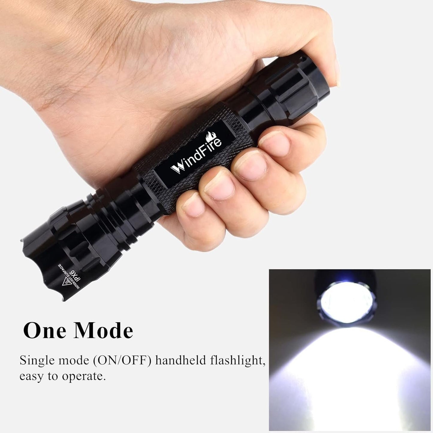 Super Bright Flashlight WF-501B Tactical Flashlight 3000 Lumens 1 Mode 3.7-18v Mini Portable Handheld Flashlight Torch for Hunting, Camping, Cycling 2Pack (Battery not Included)