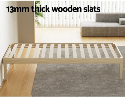Artiss Single Bed Frame Platform Wooden Timber Frames Beds Base Bedroom Room Decor Home Furniture Oak for Kids, Toddler and Adult, Modern Design with Stable Legs and Storage Space Pine, Easy Assembly