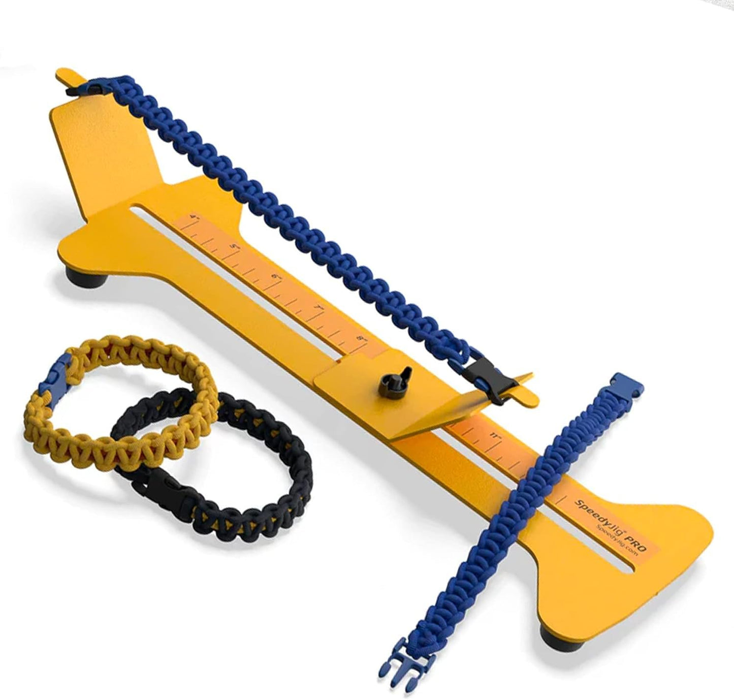 SpeedyJig PRO Paracord Bracelet Kit & Jig | Adjustable Frame | Craft 4” to 12” Survival Bracelets, Jewelry, Keychains | Craft Idea for Adults & Children | Includes Cords & Buckles | USA Made