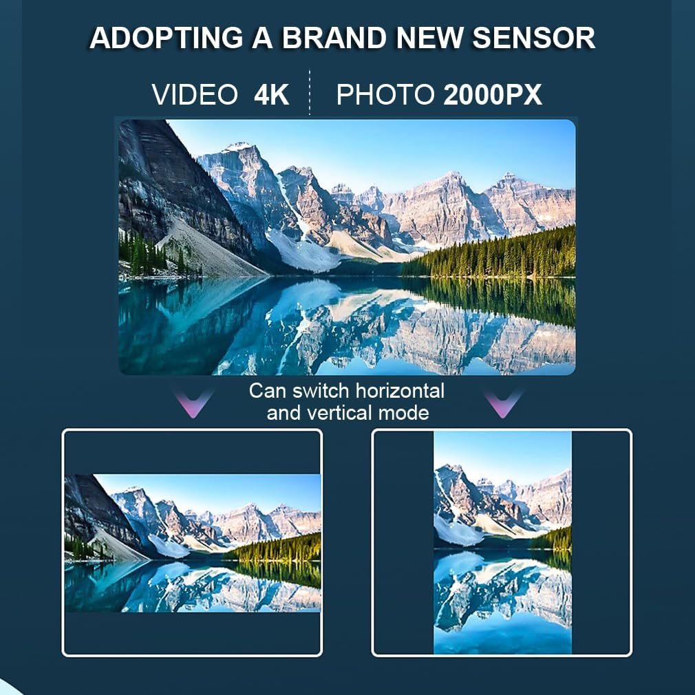 XRC TECH Camcorder 4K Head Mounted Action Camera Wearable Video Camera Anti-Shake Recorder WiFi Hands-Off Camera IP65 Waterproof Webcam