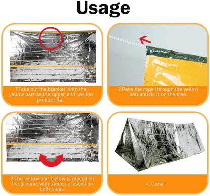 2 Packs Emergency Tent Survival Emergency Shelter Waterproof Thermal Blanket Tent for Camping, Hiking, Outdoor Adventure Activities