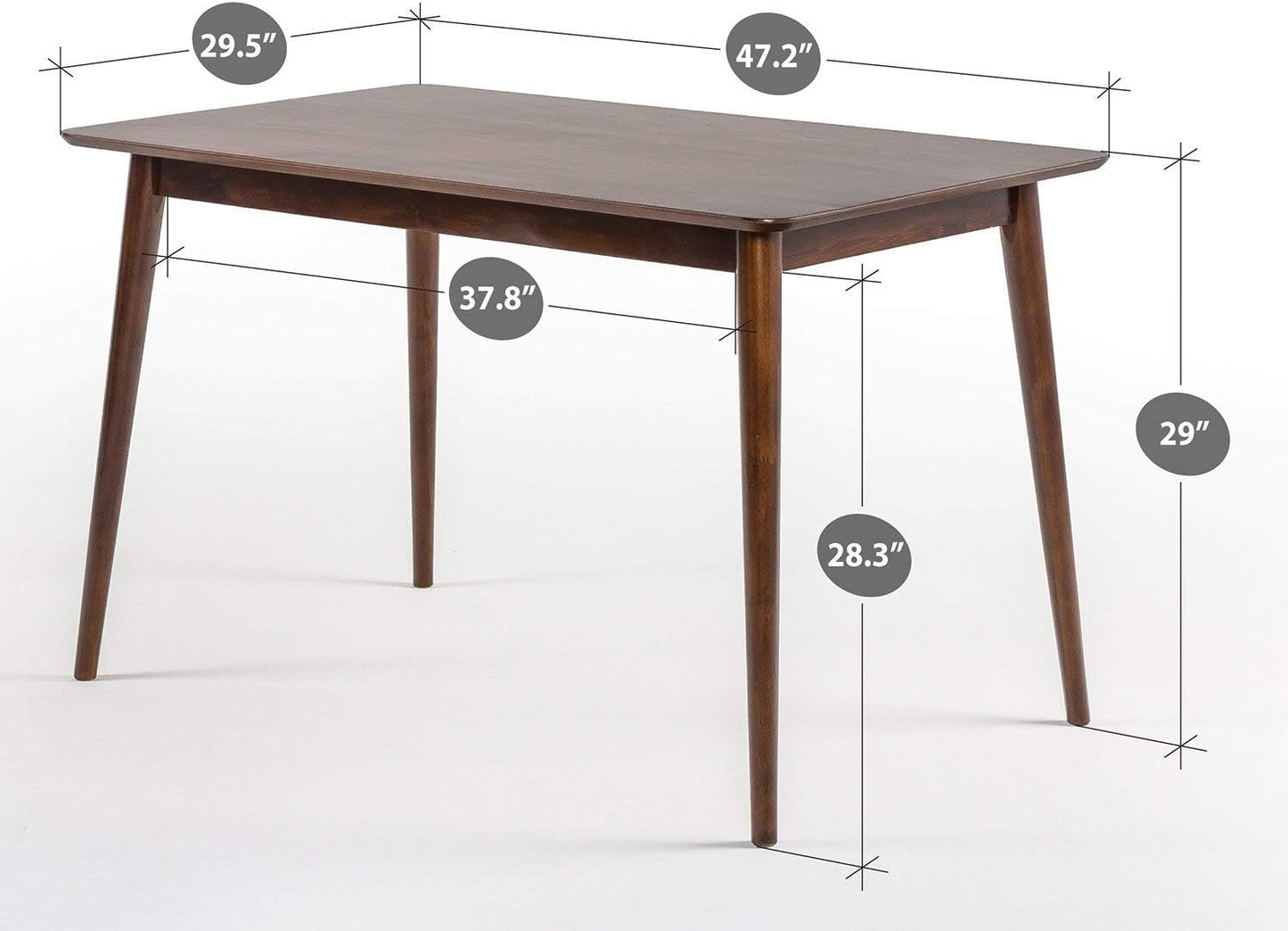 ZINUS Jen 47 Inch Wood Dining Table / Solid Wood Kitchen Table / Easy Assembly, Espresso
