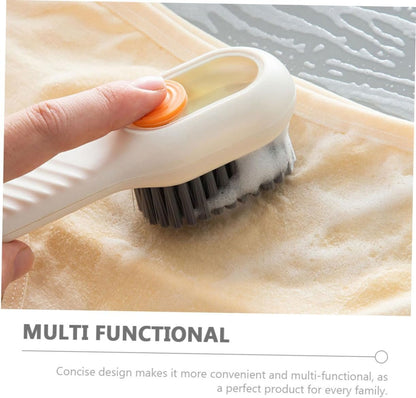 FOMIYES 2sets Multi-use Cleaning Brush Set Laundry Tile Shoe Brush Soap Dispenser Storage Plastic Soft Bristles Home Cleaning Essential 2pcs*2