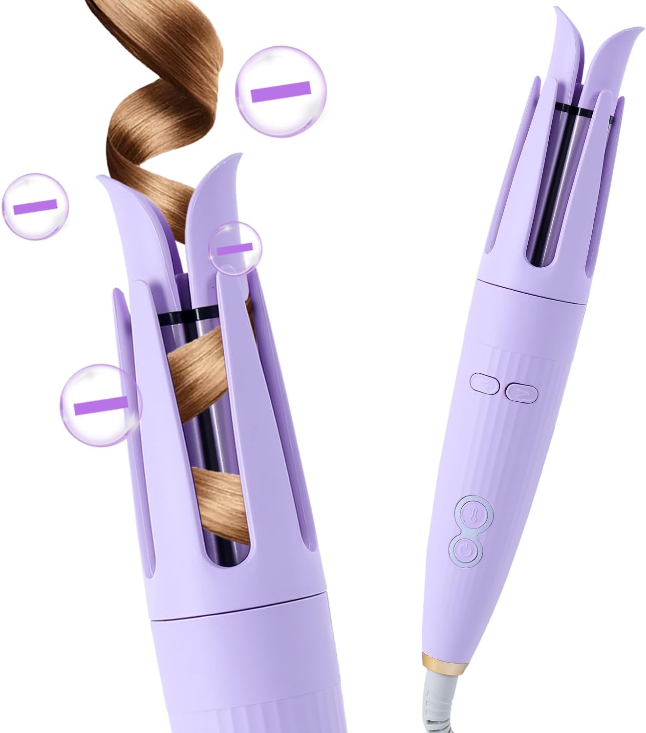 Automatic Hair Curling Iron Automatic Hair Curler Automatic Rotating with 3 Temperature Sets, Anti-Scald, Anti-Tangle Auto Curling Iron Rotating, Purple