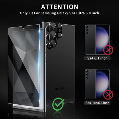[3+3 Pack] Knomix for Samsung Galaxy S24 Ultra [Anti-Spy ] Privacy Tempered Glass Screen Protector 3 Pack+ 3 Pack Tempered Glass Camera Lens protector for Samsung S24 Ultra case friendly