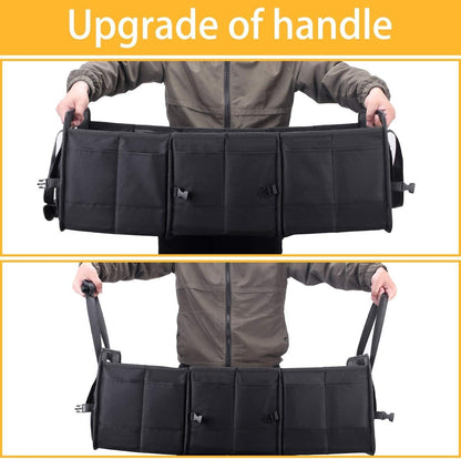 Autoark Multipurpose Car Trunk Organizer with Straps,Non-Slip Waterproof Bottom,Durable Collapsible Adjustable Compartments Cargo Storage,Upgraded Handle,AK-072
