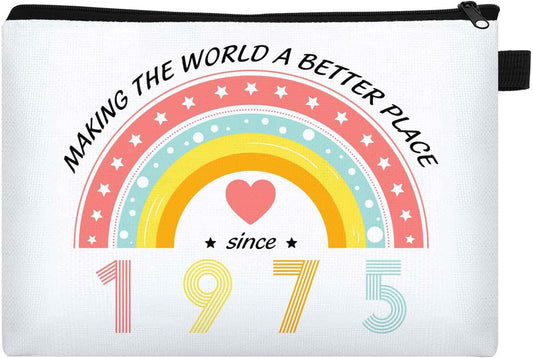 FIDWALL Personalised Makeup Bag for Women, Souvenirs Milestone Gift for 18, 30, 40, 50 Years Birthday, Ideal for Travel, Daily Use and Special Party, 1975, 16 UK