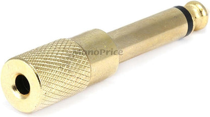 Monoprice Metal 6.35mm (1/4 Inch) Mono Plug to 3.5mm Stereo Jack Adaptor - Gold Plated