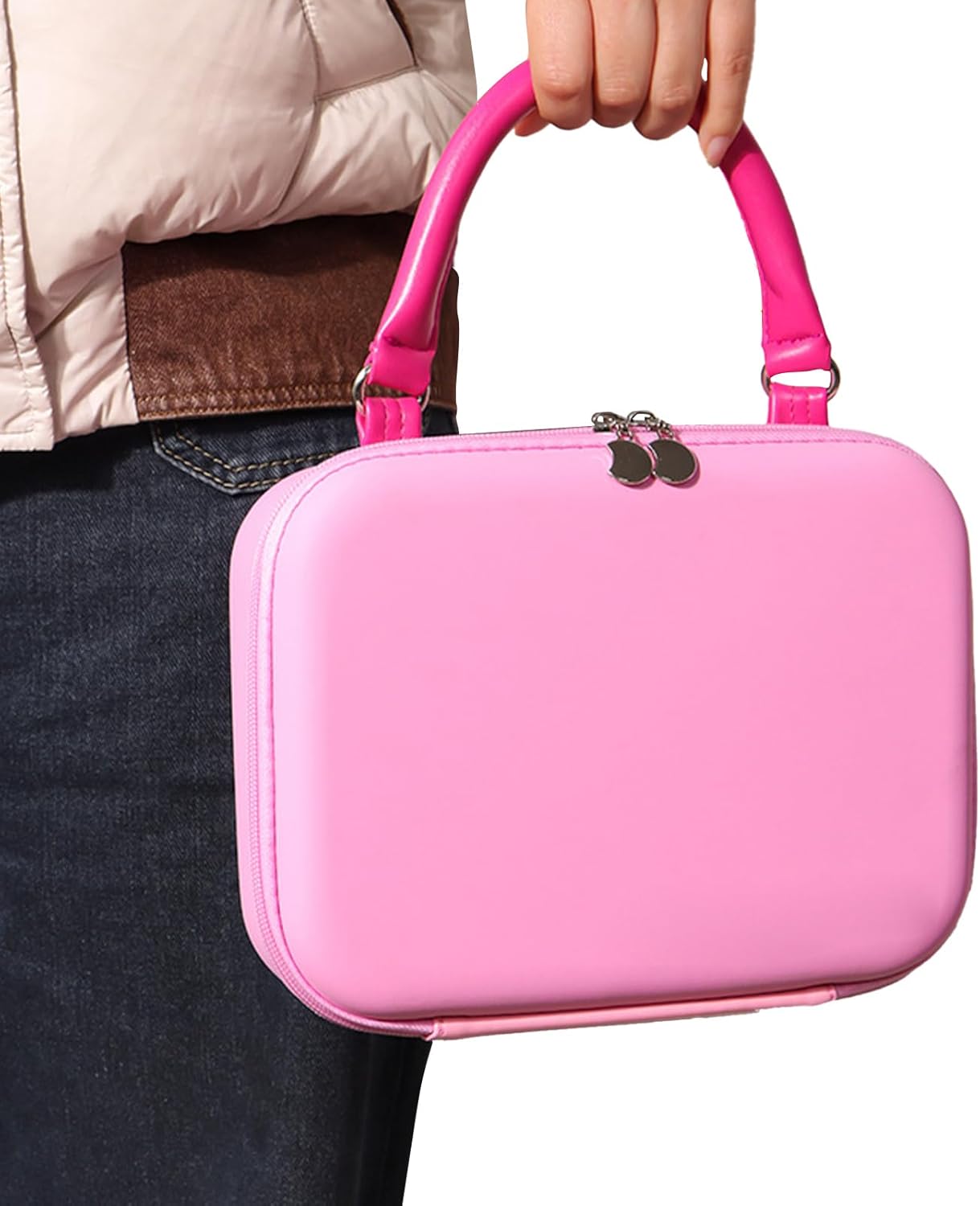 Makeup Bag, Toiletry Organizer, Travel Pouch, Flexible Compartments Adjustable Dividers Compact Size Ideal for Business Trips and Family Vacations, 9.45x3.15x7.09 Inches