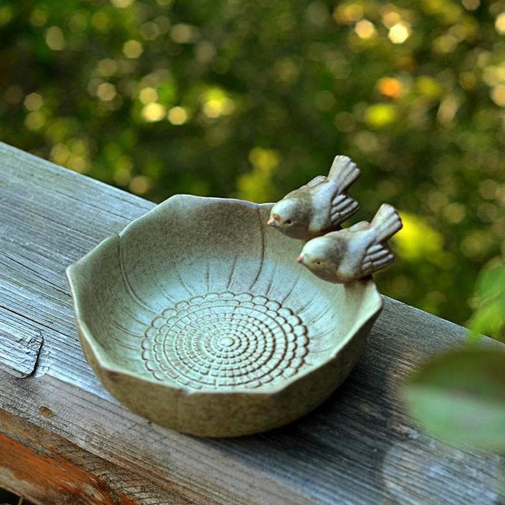 Bird Bath Ceramic Bowl Wild Finch Bird Feeder Water Baths for Garden Outside Yard Decor Bee Bird Accessories Green