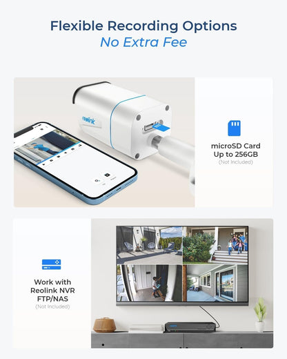 Reolink 4K Ultra HD PoE Outdoor Security Camera with Human/Vehicle Detection, IP66 Weatherproof, Time Lapse, 256GB microSD Storage for 24/7 Recording (not Included), RLC-820A
