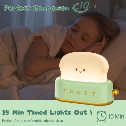 Cute Desk Decor Toaster Lamp, Rechargeable Kawaii Accessories Small Lamp LED Night Light for Kids Teen Girls, Room Decor Toast Lamp for Bedroom, Bedside, Living Room Aesthetic Stuff,Gift