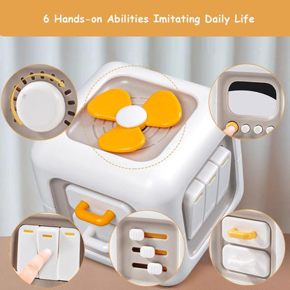 OLIGEI Busy Activity Cube Toys for 1 Year Old Boy, Montessor Car Travel Sensory Toys for Toddlers 1-3, Learning Fine Motor Skills| 1st Birthday Gifts Boy 12 Months +