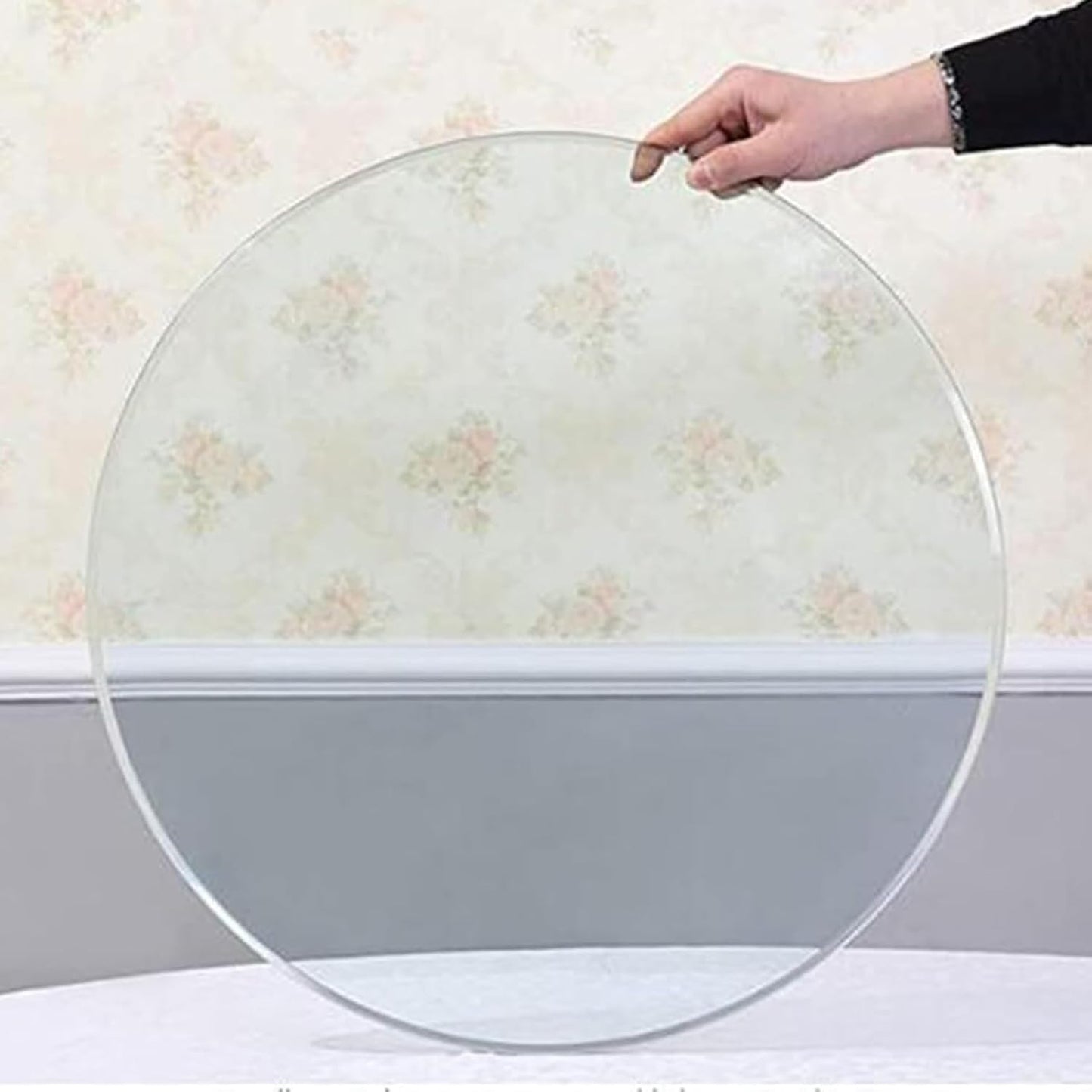 Round Glass Dining Table Top, Tempered Crystal Surface for Center Table, disponibile in 50 cm, 70 cm, 80 cm, 90 cm, 100 cm (16 pollici), elegante e durevole design
