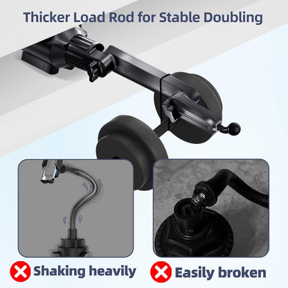 For MagSafe Cup Phone Holder: Magnetic Cupholder Car Mount Compatible with Tesla Truck Vehicle SUV - 360° Adjustable Long Neck Mag Safe Cell Phone Cradle with Expandable Base for iphone Samsung Google