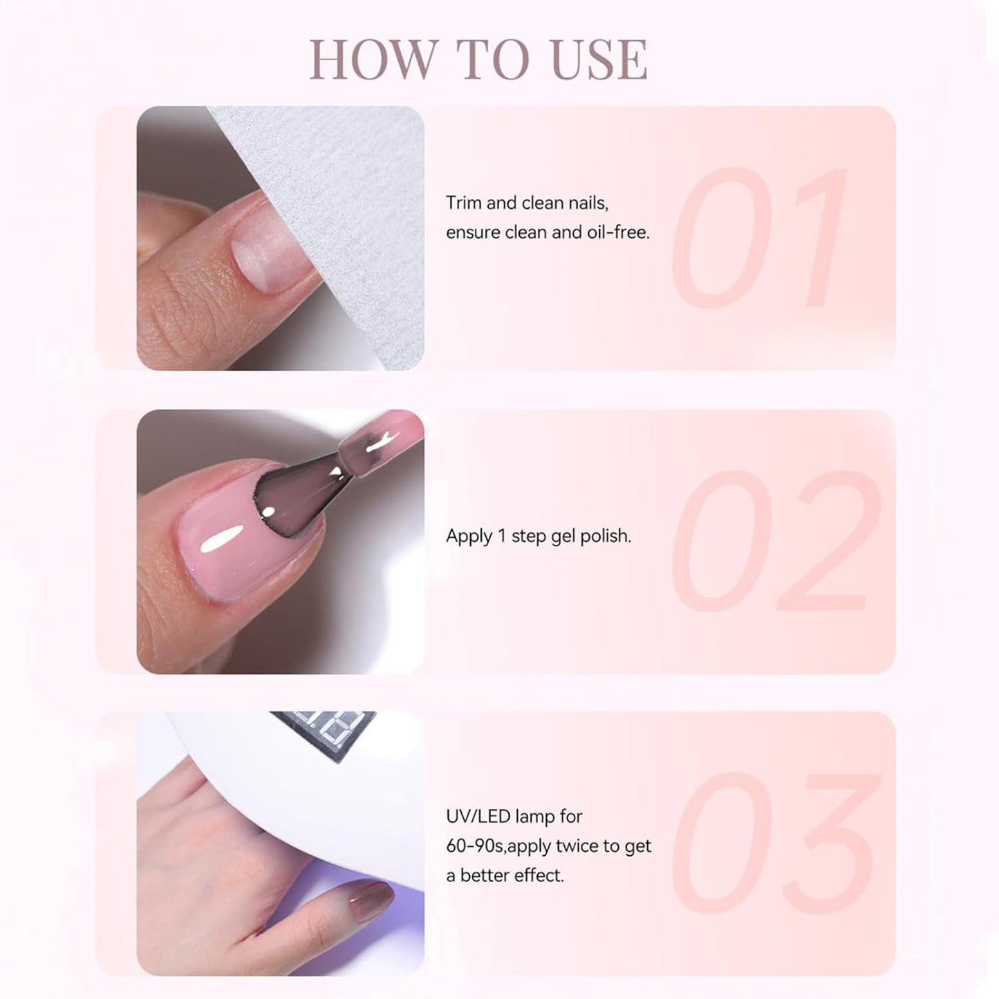 1 x smalto gel, nudo glossy color, base topcoat, 12 ml uv compatibile formula, for Spring Manicure Art, Salon and Home Beauty Nail Care Product Suits Salon Use Set